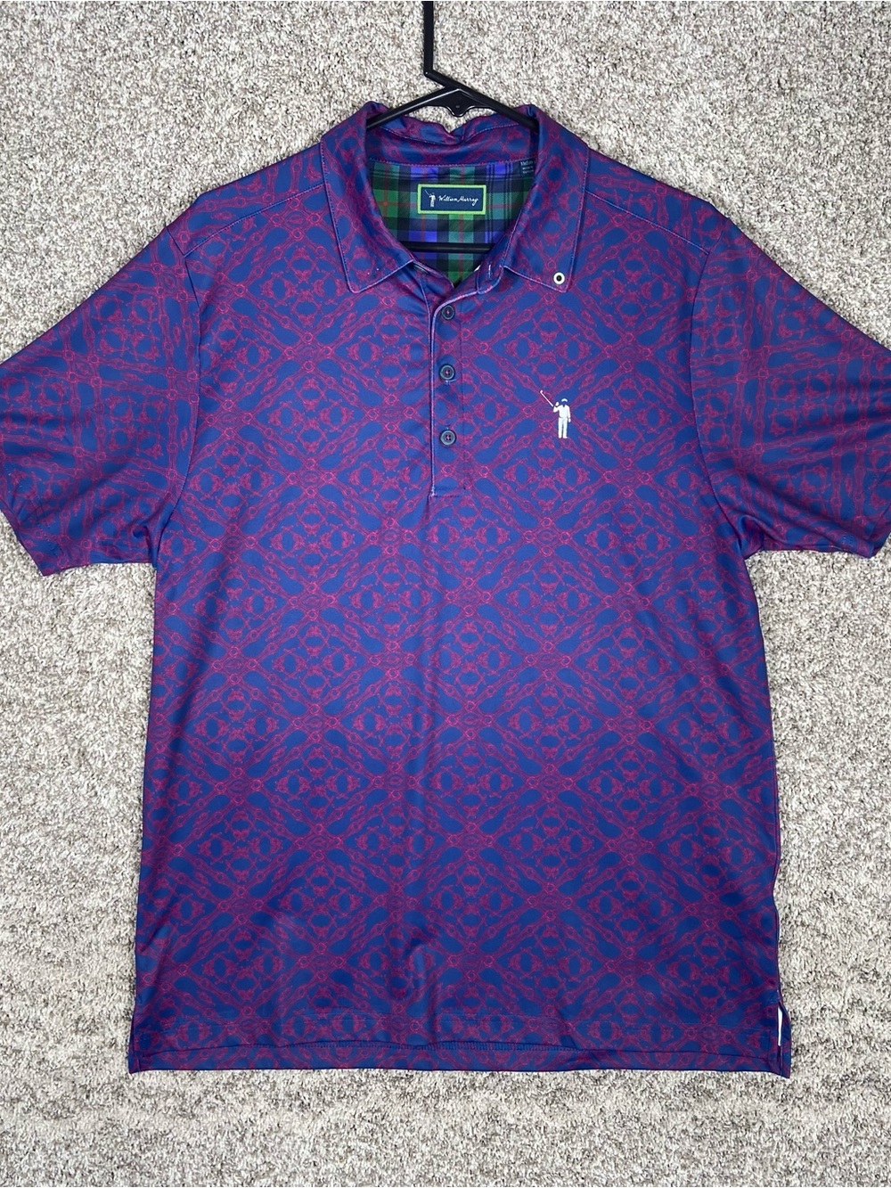 William Murray Polo Mens Medium Blue Short Sleeve Golf Stretch Performance